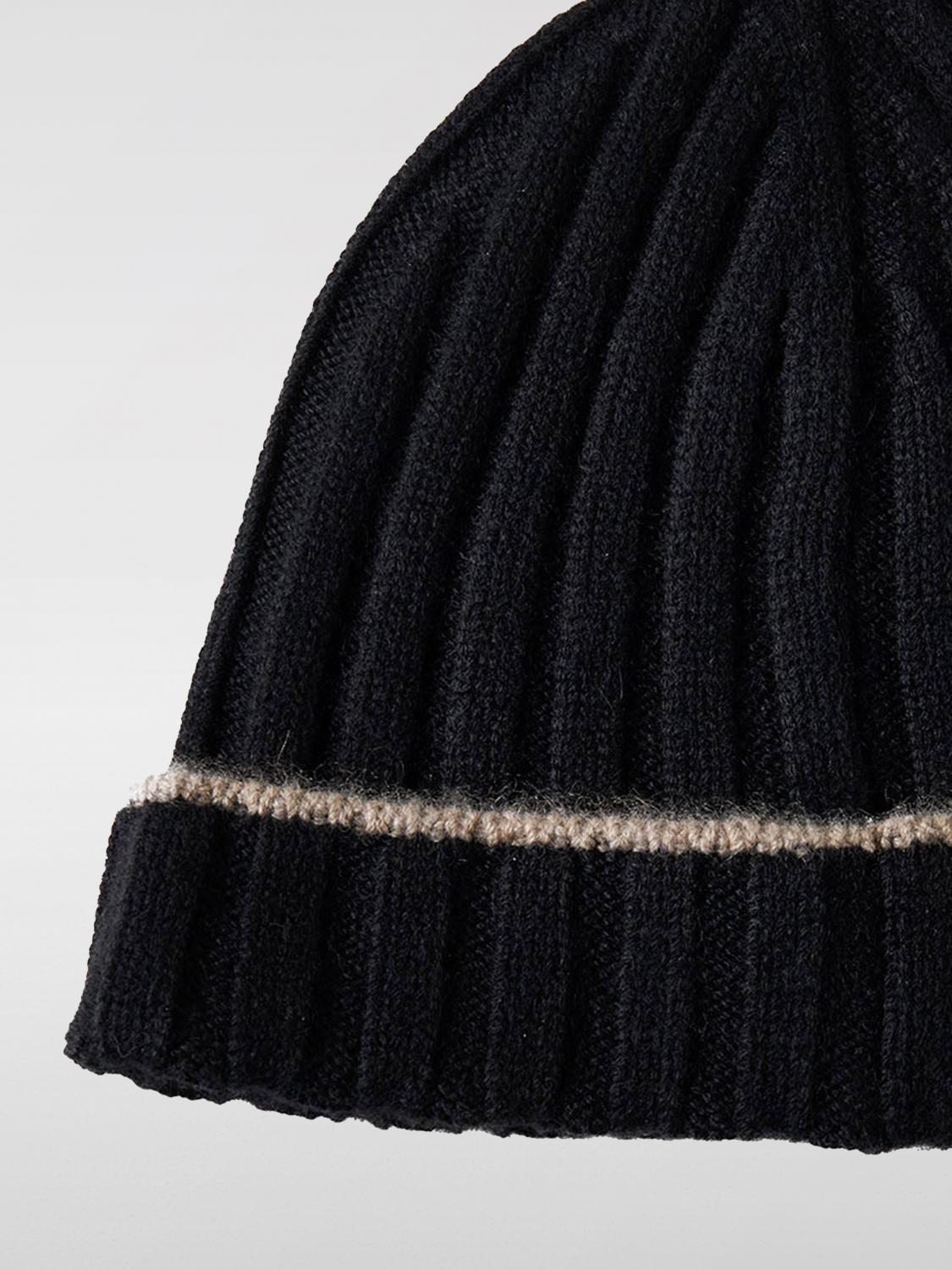 BRUNELLO CUCINELLI CAPPELLO: Cappello Brunello Cucinelli in cashmere a coste , Nero - Img 3