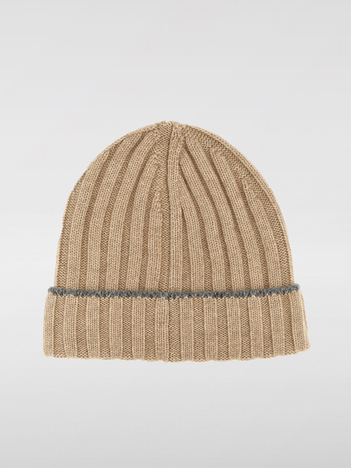 BRUNELLO CUCINELLI CAPPELLO: Cappello Brunello Cucinelli in cashmere a coste , Beige - Img 1
