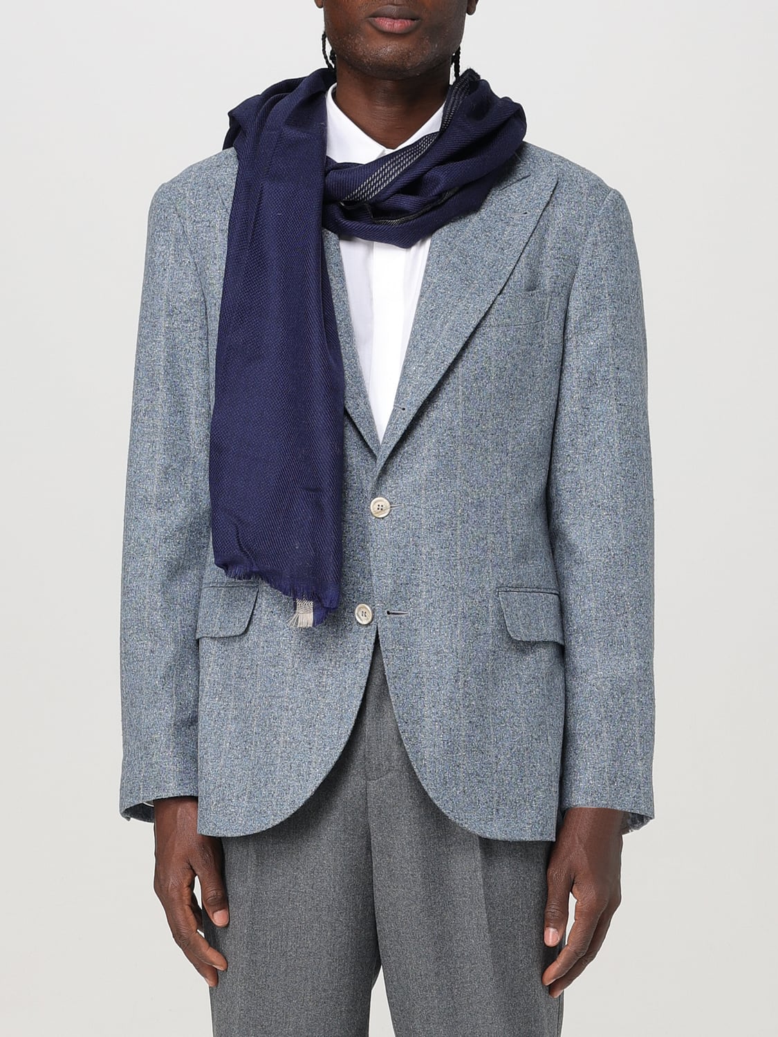 BRUNELLO CUCINELLI SCHAL: Schal herren Brunello Cucinelli, Blau - Img 2
