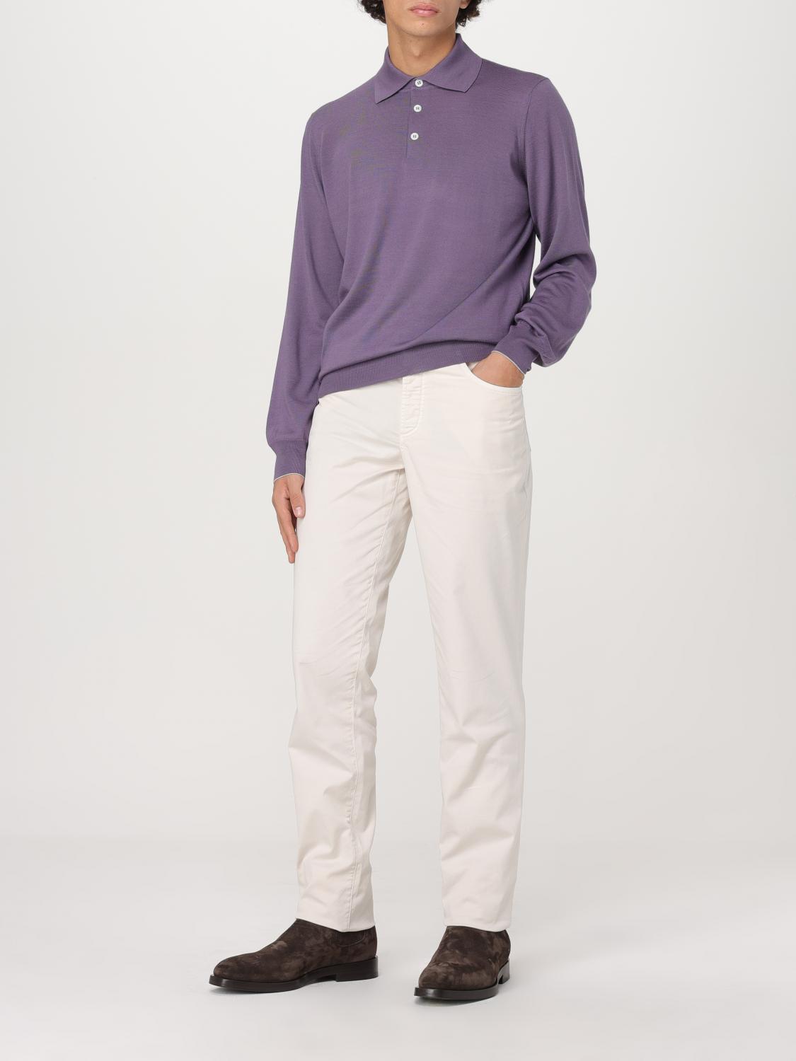 BRUNELLO CUCINELLI POLO SHIRT: Sweater men Brunello Cucinelli, Violet - Img 2