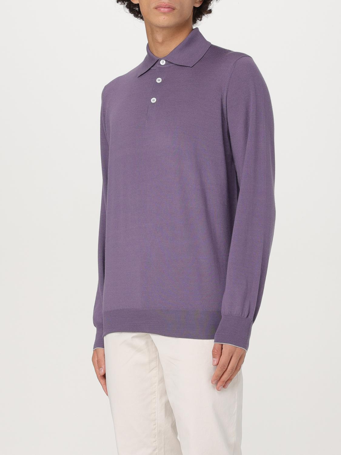 BRUNELLO CUCINELLI POLO SHIRT: Sweater men Brunello Cucinelli, Violet - Img 4