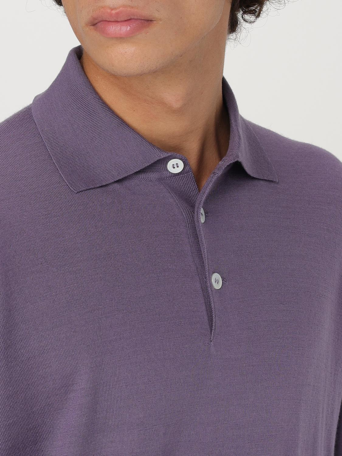 BRUNELLO CUCINELLI POLO SHIRT: Sweater men Brunello Cucinelli, Violet - Img 5