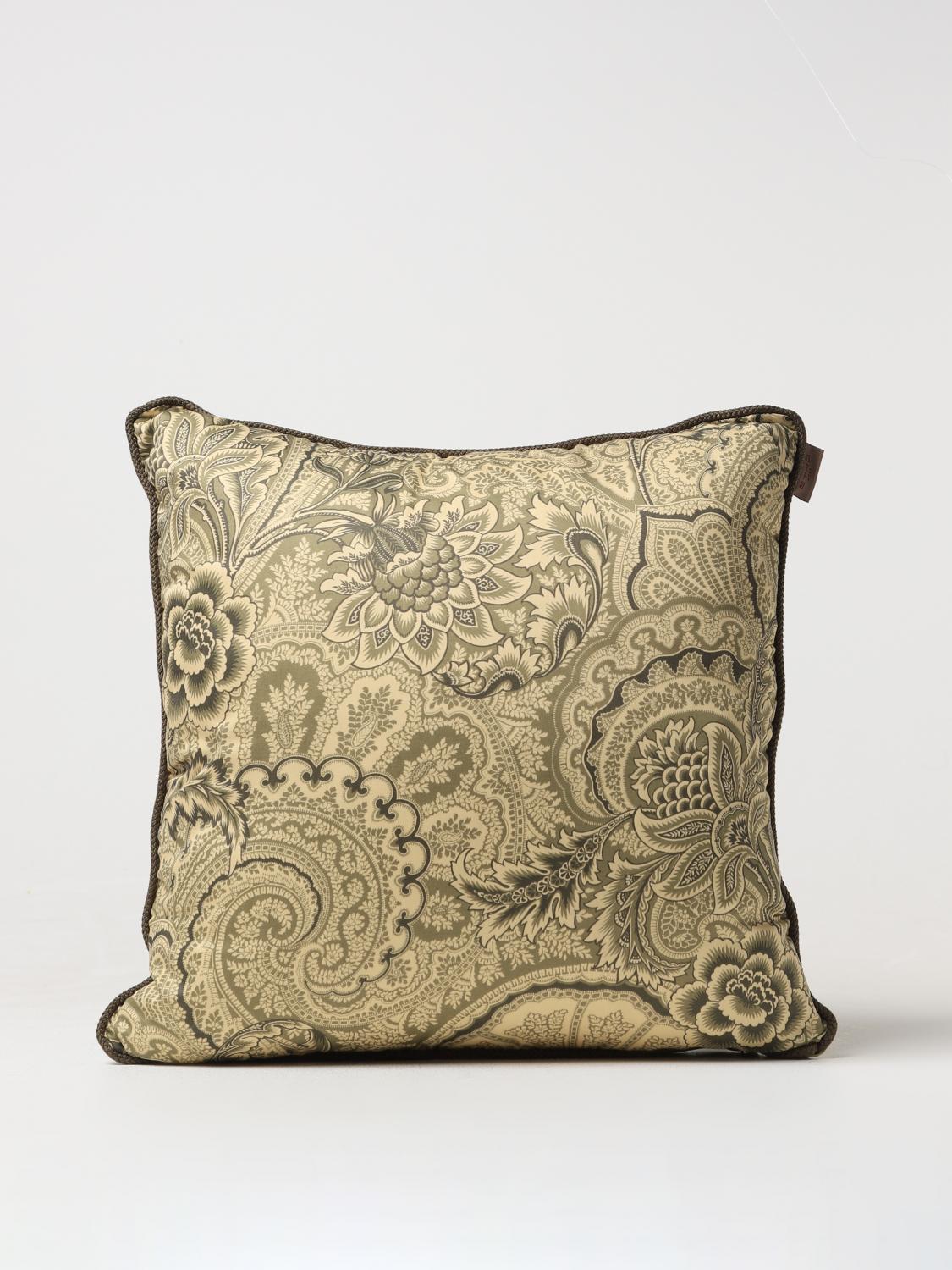 ETRO HOME CUSCINI: Cuscino Bloom Etro Home in cotone con fantasia Paisley , Verde - Img 1