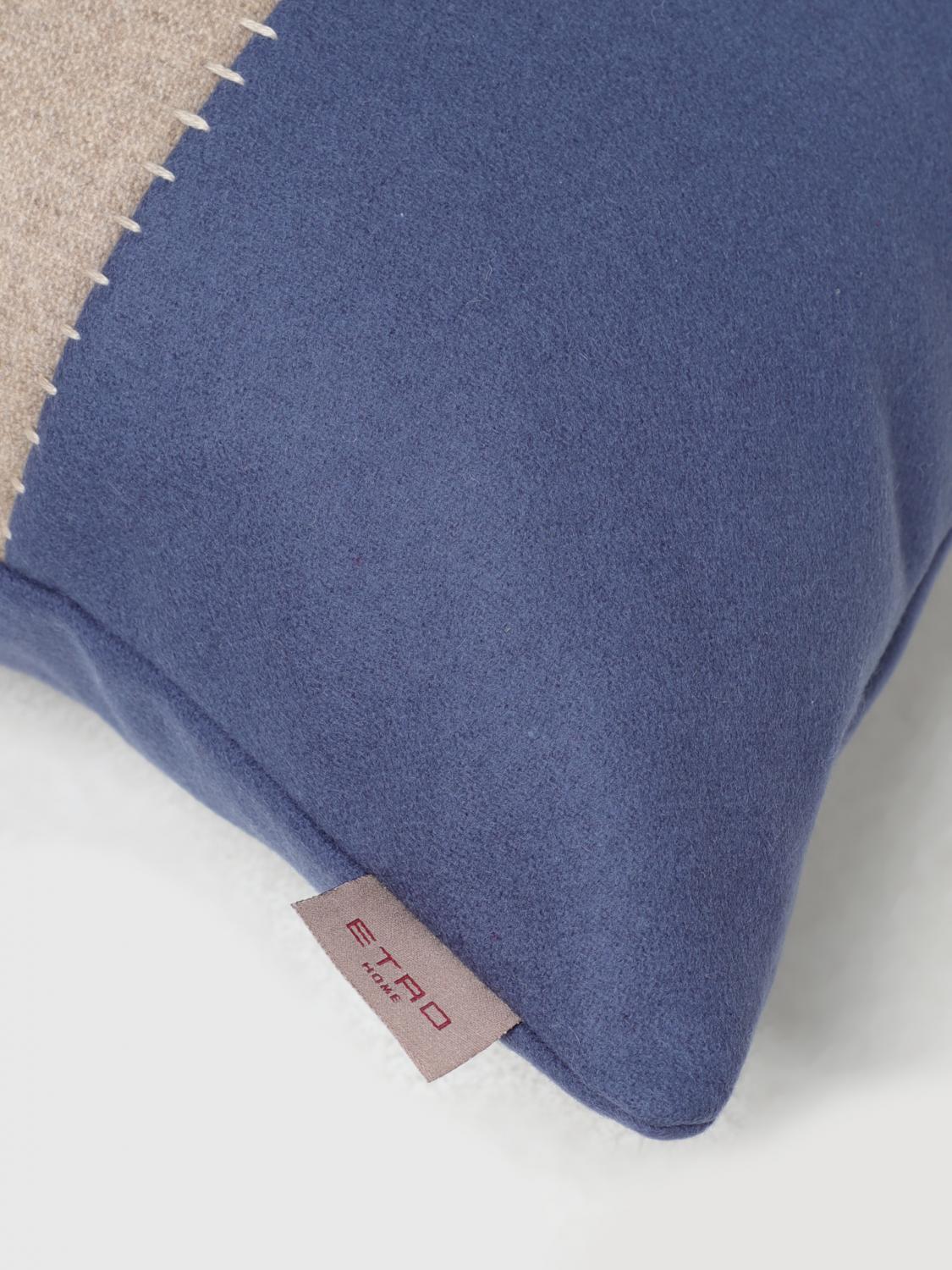 ETRO HOME CUSCINI: Cuscino Etro Home in misto lana con logo, Blue - Img 4