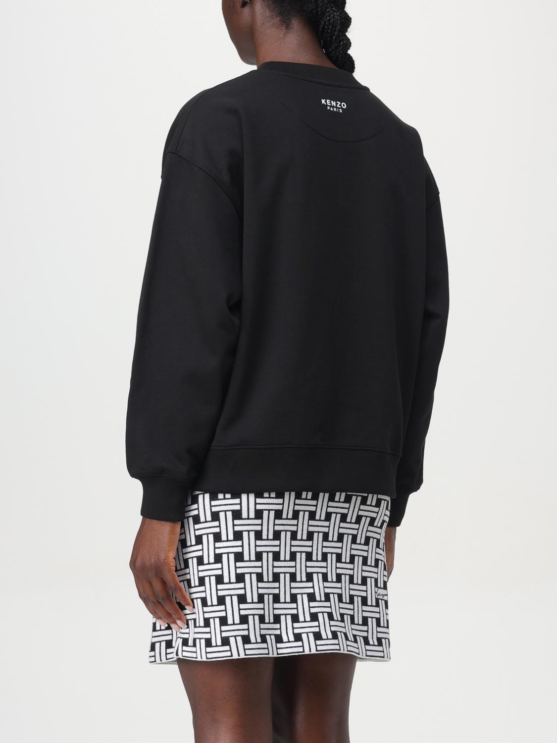 KENZO FELPA: Felpa a girocollo in cotone con logo Fiore Kenzo, Nero - Img 3