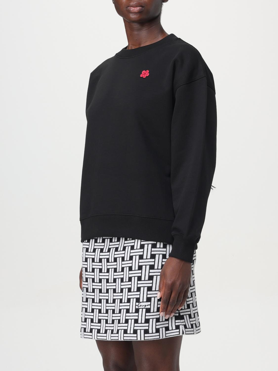 KENZO FELPA: Felpa a girocollo in cotone con logo Fiore Kenzo, Nero - Img 4