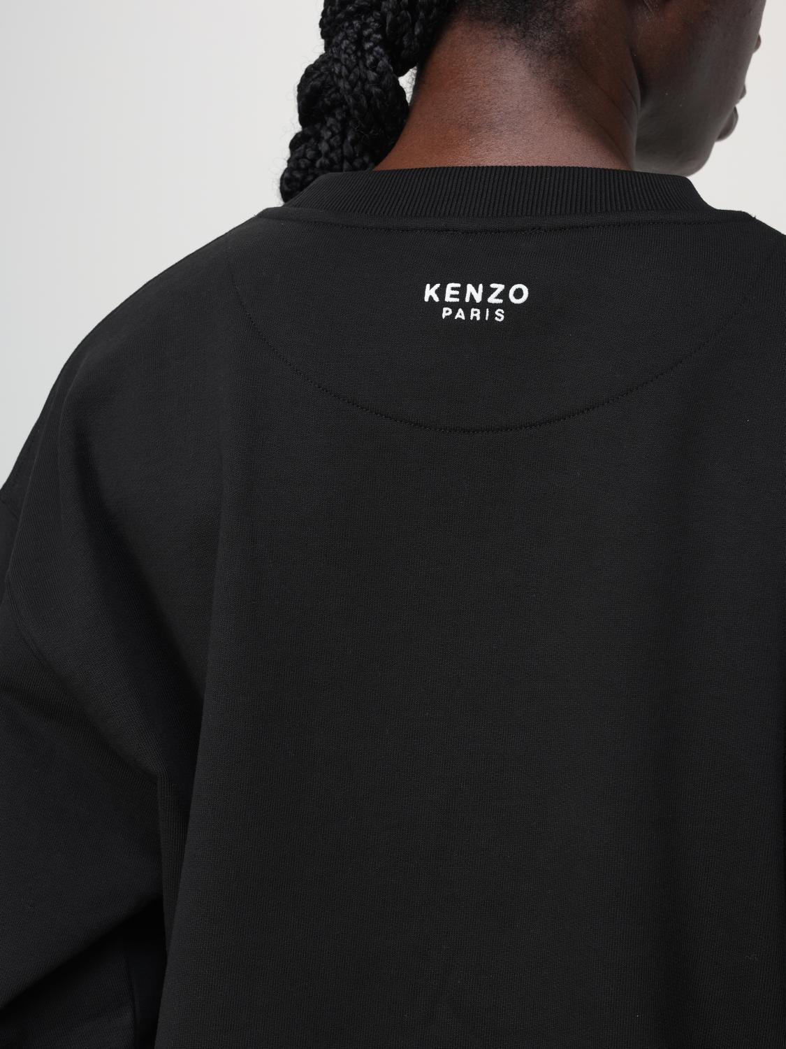 KENZO FELPA: Felpa a girocollo in cotone con logo Fiore Kenzo, Nero - Img 5