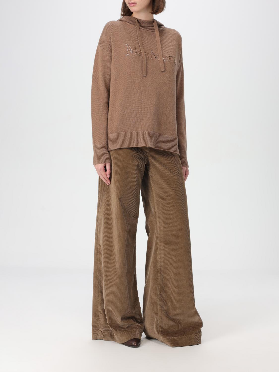 'S MAX MARA MAGLIA: Maglione 'S Max Mara in lana con logo di strass , Cammello - Img 2