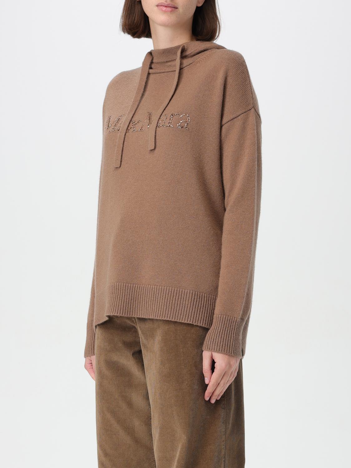 'S MAX MARA MAGLIA: Maglione 'S Max Mara in lana con logo di strass , Cammello - Img 4