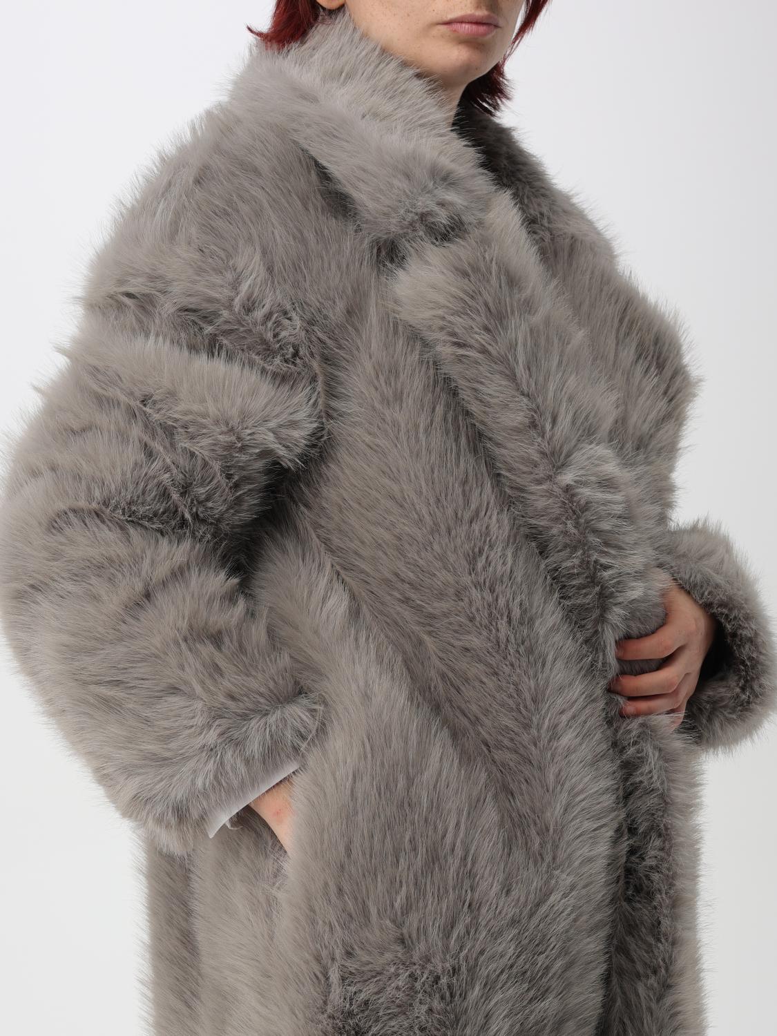 SPORTMAX ABRIGO DE PIEL: Abrigo mujer Sportmax, Gris - Img 4