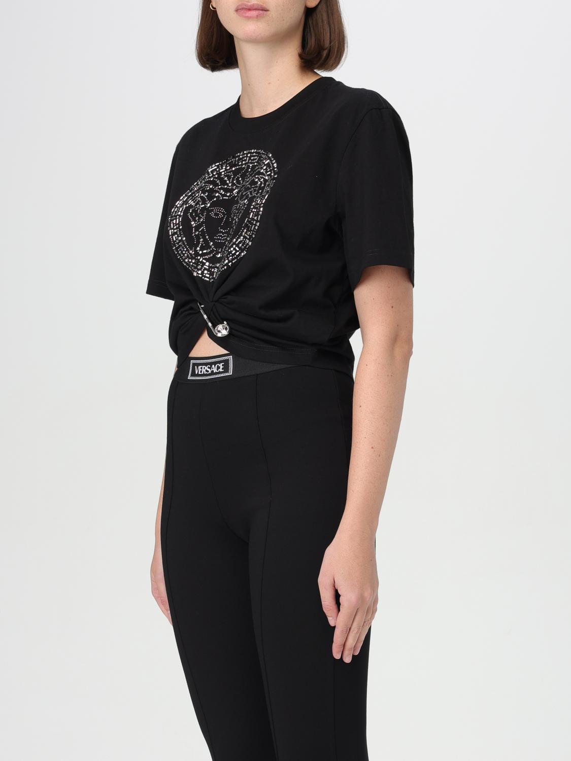 VERSACE T-SHIRT: T-shirt femme Versace, Noir - Img 4