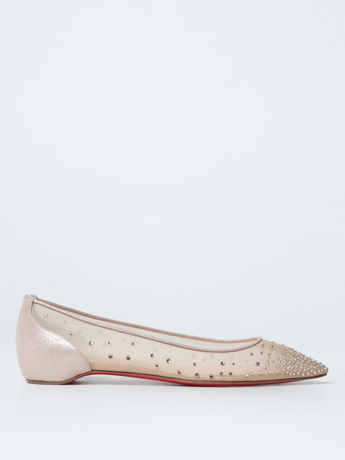 Giglio Ballerina Follies Christian Louboutin in nylon a rete e pelle lamè con strass