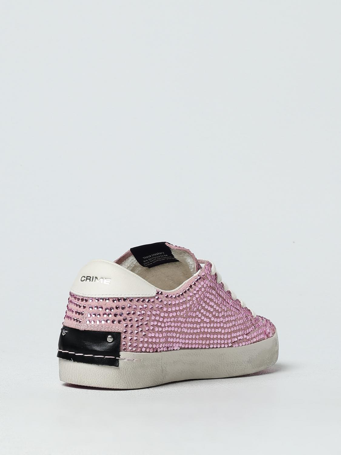 CRIME LONDON SNEAKERS: Sneakers Distressed Crime London in camoscio con strass all over , Rosa - Img 3