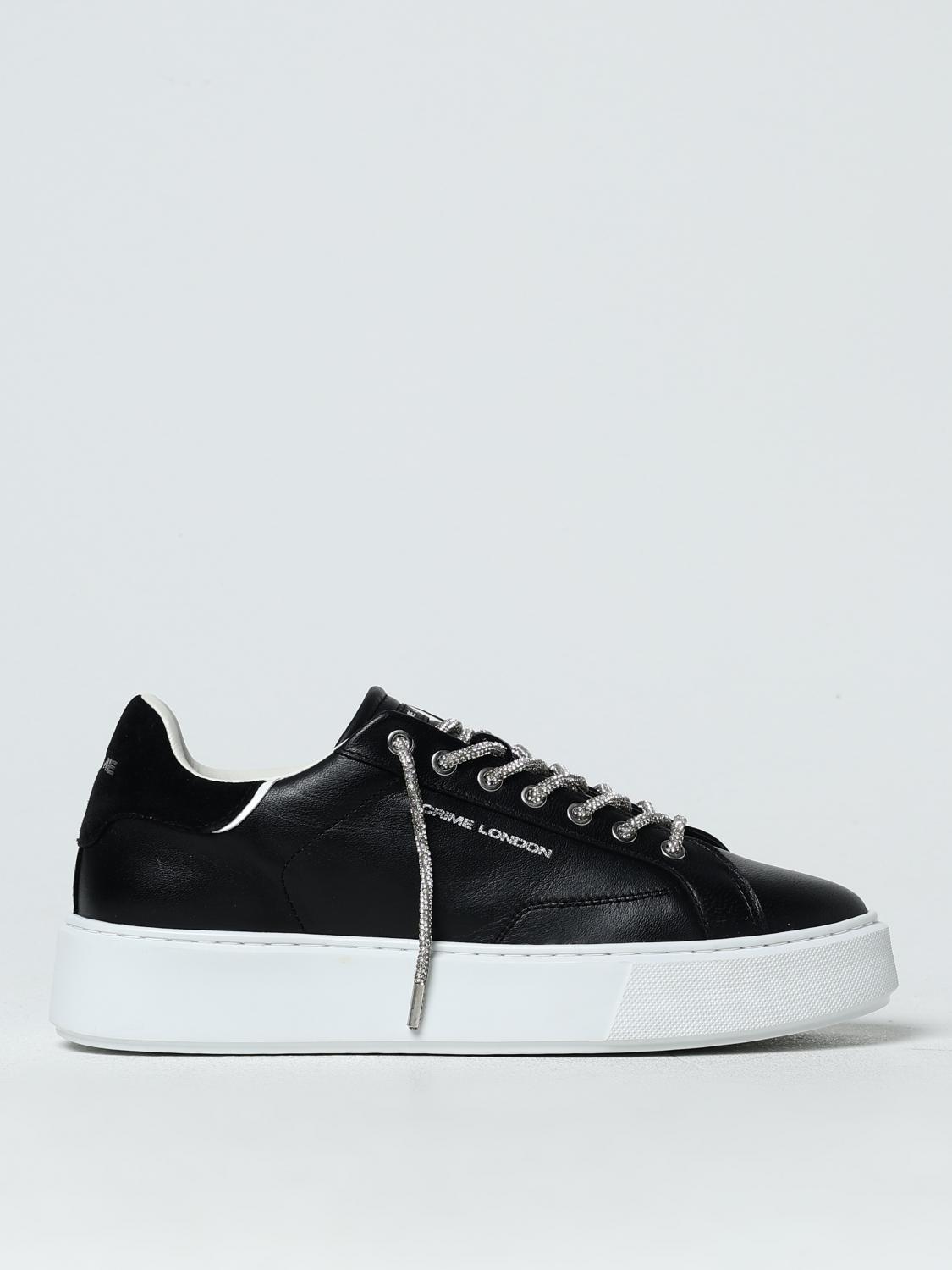 CRIME LONDON SNEAKERS: Sneakers New Extralight Crime London in pelle con lacci di strass , Nero - Img 1