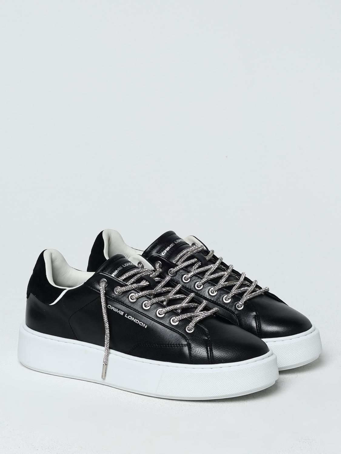 CRIME LONDON SNEAKERS: Sneakers New Extralight Crime London in pelle con lacci di strass , Nero - Img 2