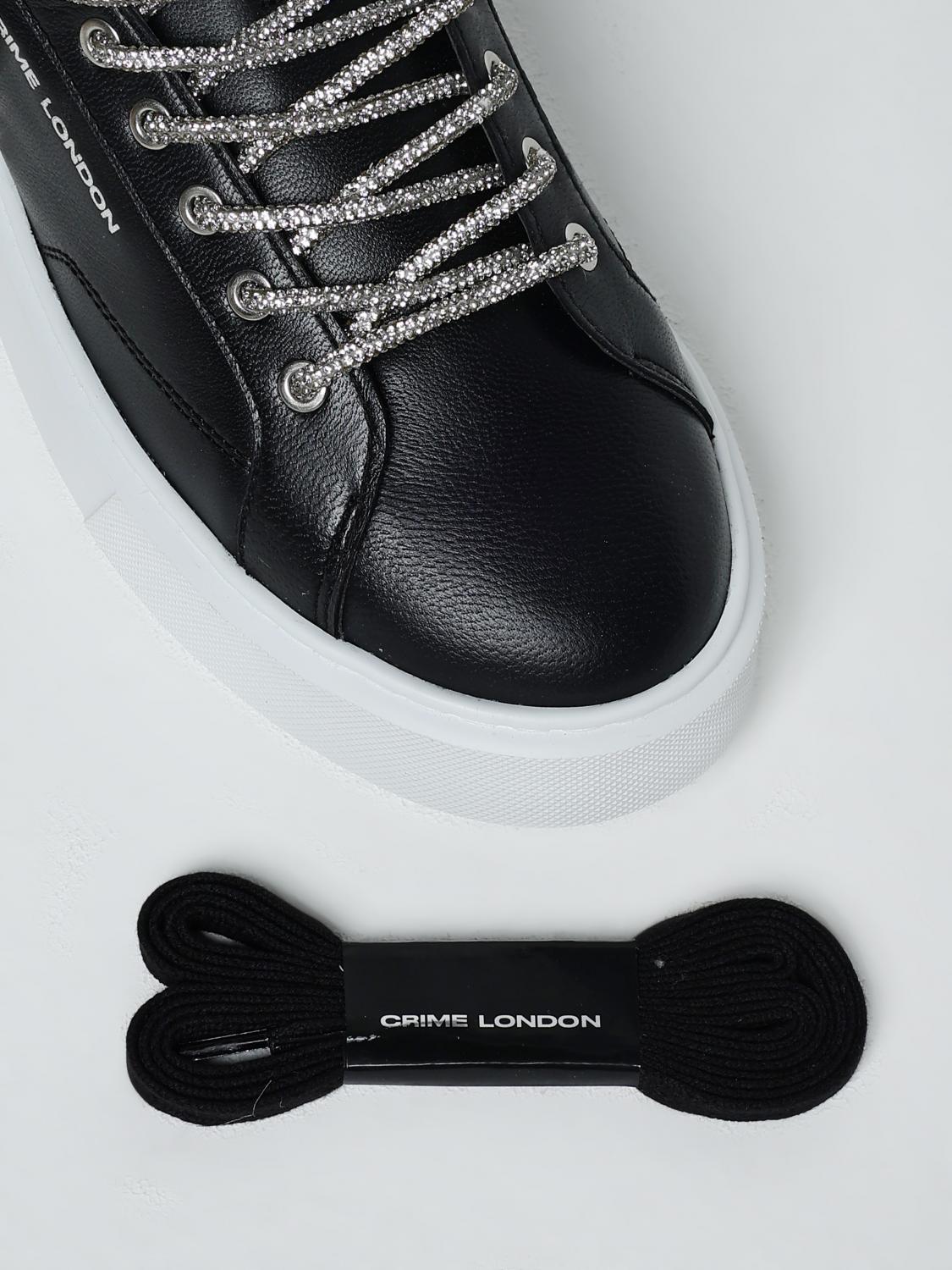 CRIME LONDON SNEAKERS: Sneakers New Extralight Crime London in pelle con lacci di strass , Nero - Img 4