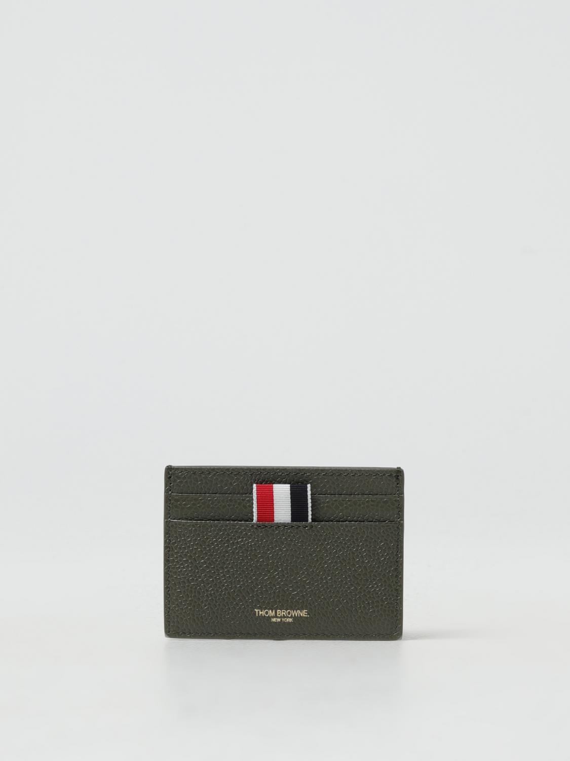 THOM BROWNE PORTEMONNAIE: Thom Browne Kreditkartenetui aus genarbtem Leder, Grün - Img 1