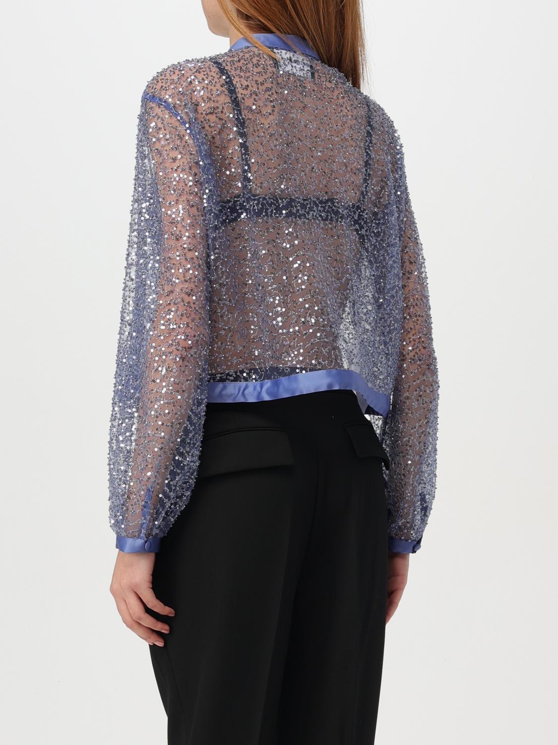 EMPORIO ARMANI GIACCA: Bolero Emporio Armani in nylon con paillettes , Azzurro - Img 2