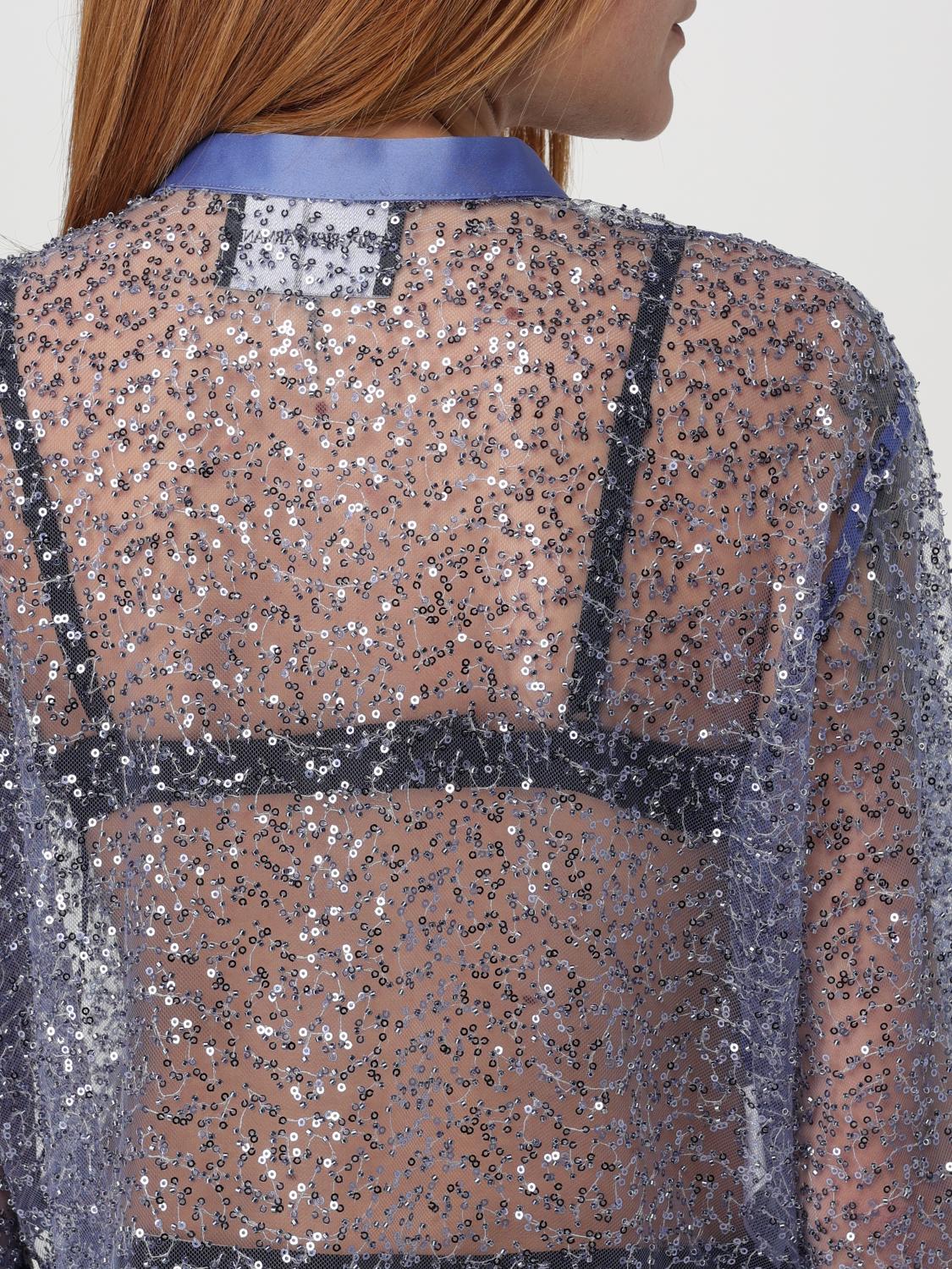 EMPORIO ARMANI GIACCA: Bolero Emporio Armani in nylon con paillettes , Azzurro - Img 3