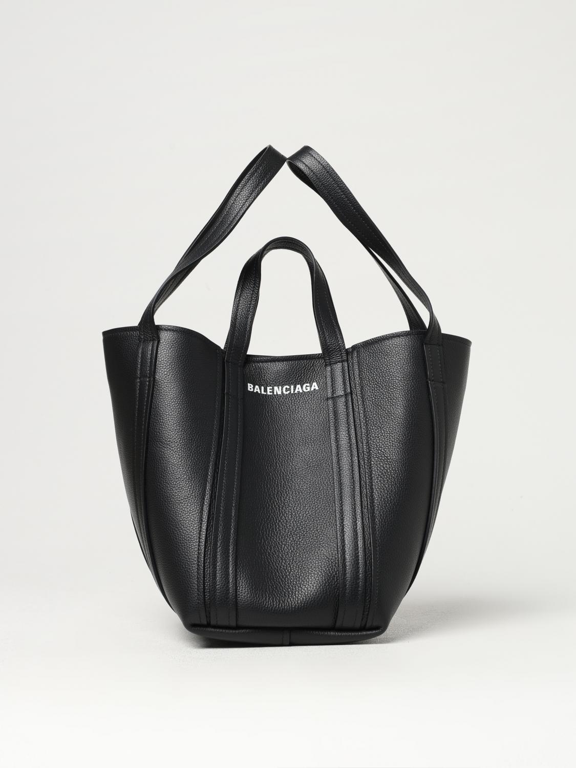 BALENCIAGA BORSA A SPALLA: Borsa Everyday 2.0 N/S Balenciaga in pelle a grana, Nero - Img 1