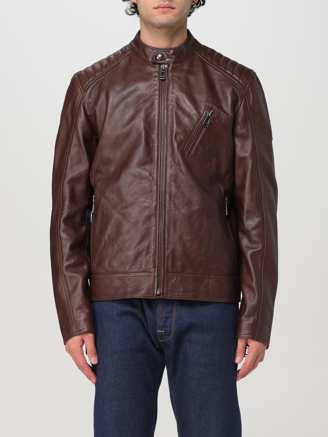 BELSTAFF JACKET: Belstaff Leather Biker Jacket, Brown - Img 1