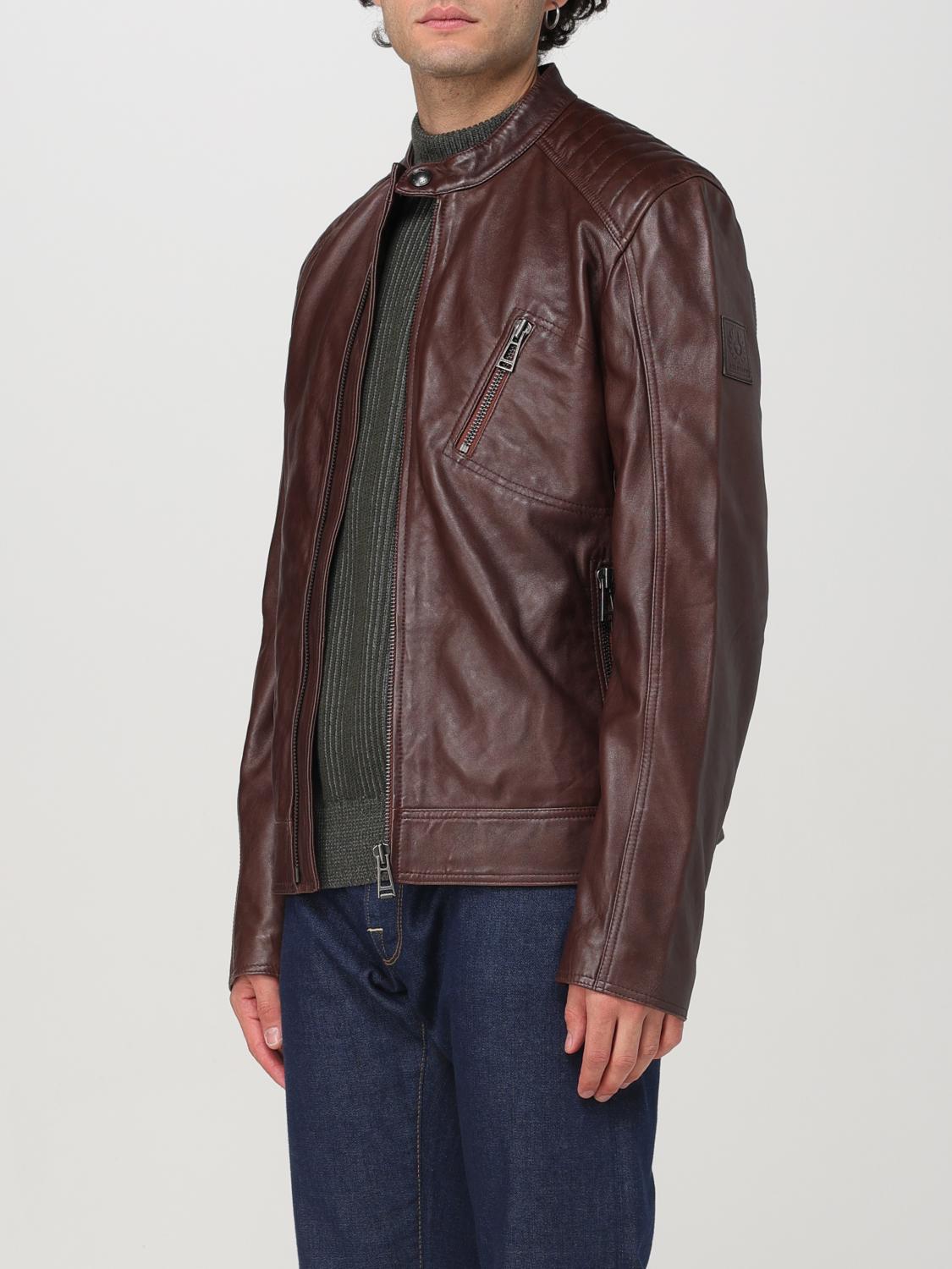 BELSTAFF JACKET: Belstaff Leather Biker Jacket, Brown - Img 3