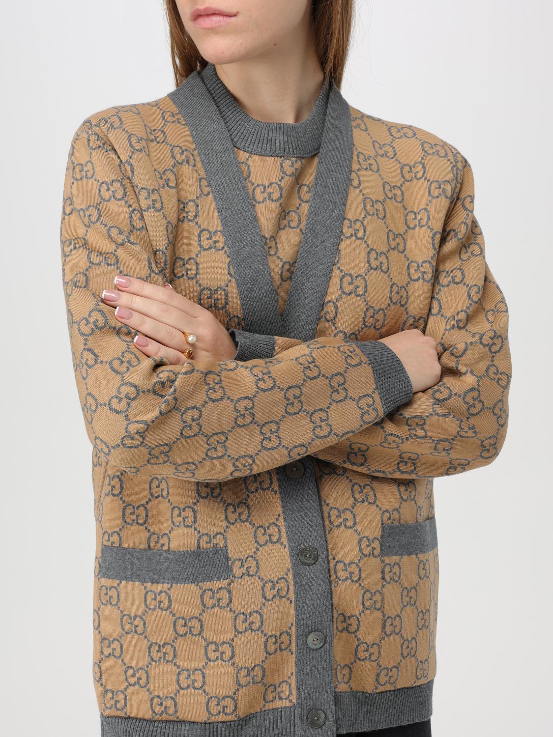 GUCCI CARDIGAN: Gucci wool cardigan with jacquard monogram, Grey - Img 3