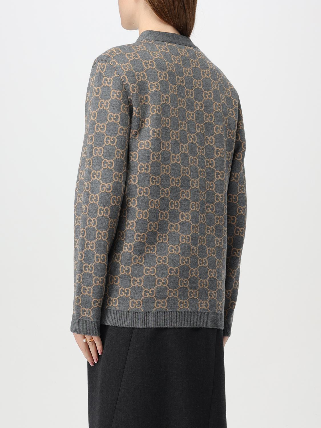 GUCCI CARDIGAN: Gucci wool cardigan with jacquard monogram, Grey - Img 4