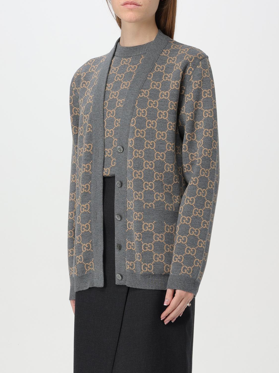 GUCCI CARDIGAN: Gucci wool cardigan with jacquard monogram, Grey - Img 5