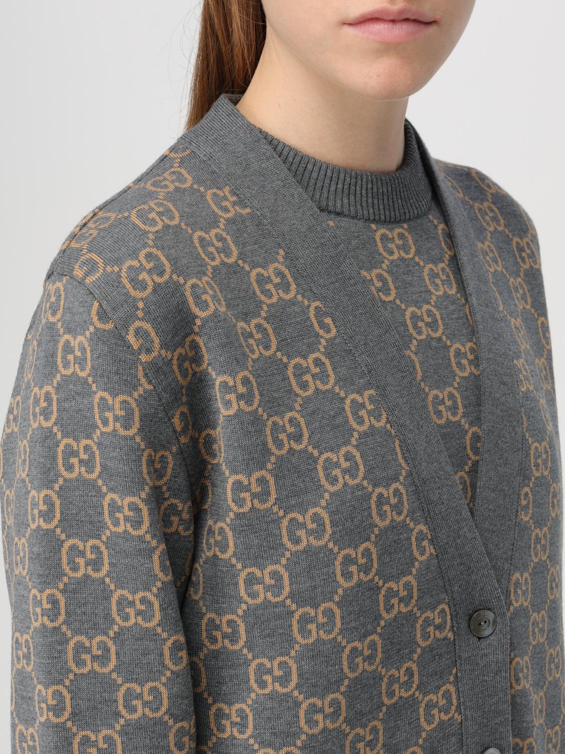 GUCCI CARDIGAN: Gucci wool cardigan with jacquard monogram, Grey - Img 6