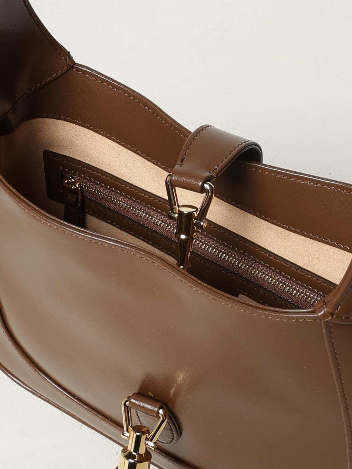 GUCCI BORSA A SPALLA: Borsa Jackie 1961 Diana Gucci in pelle spazzolata , Marrone - Img 5