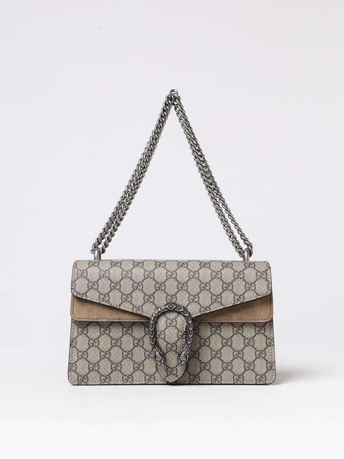 GUCCI BORSA A SPALLA: Borsa Dionysus Gucci in tessuto GG Supreme e camoscio , Beige - Img 1