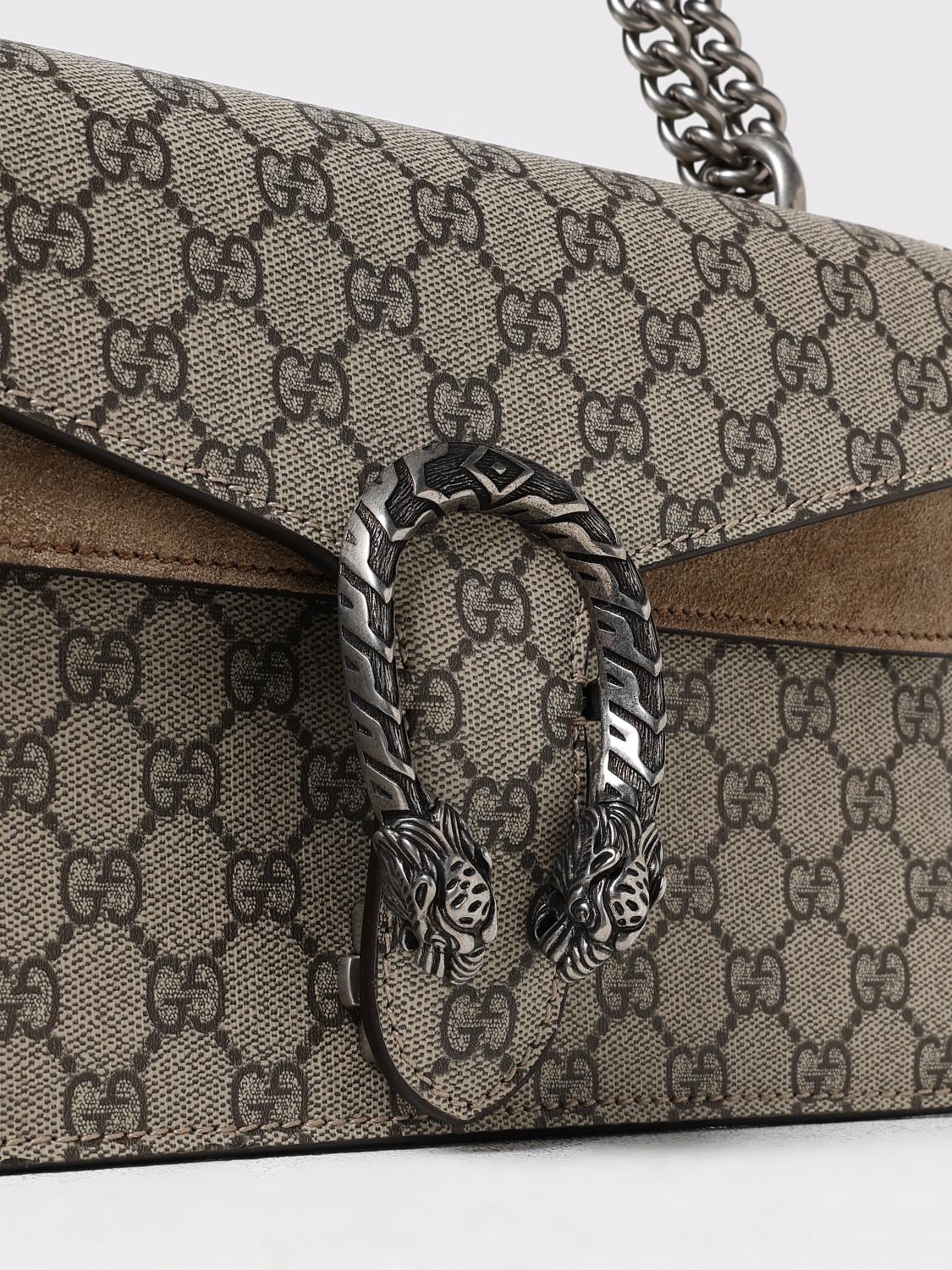 GUCCI BORSA A SPALLA: Borsa Dionysus Gucci in tessuto GG Supreme e camoscio , Beige - Img 4