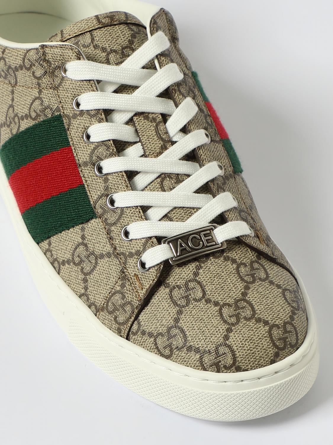 GUCCI TRAINERS: Gucci Ace GG Supreme Canvas Sneakers, Beige - Img 4