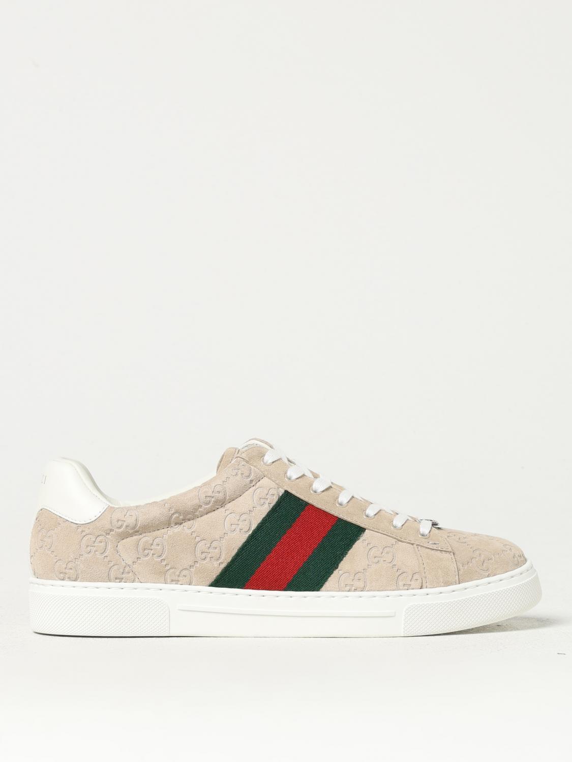 Giglio Sneakers Ace Gucci in camoscio con monogram GG