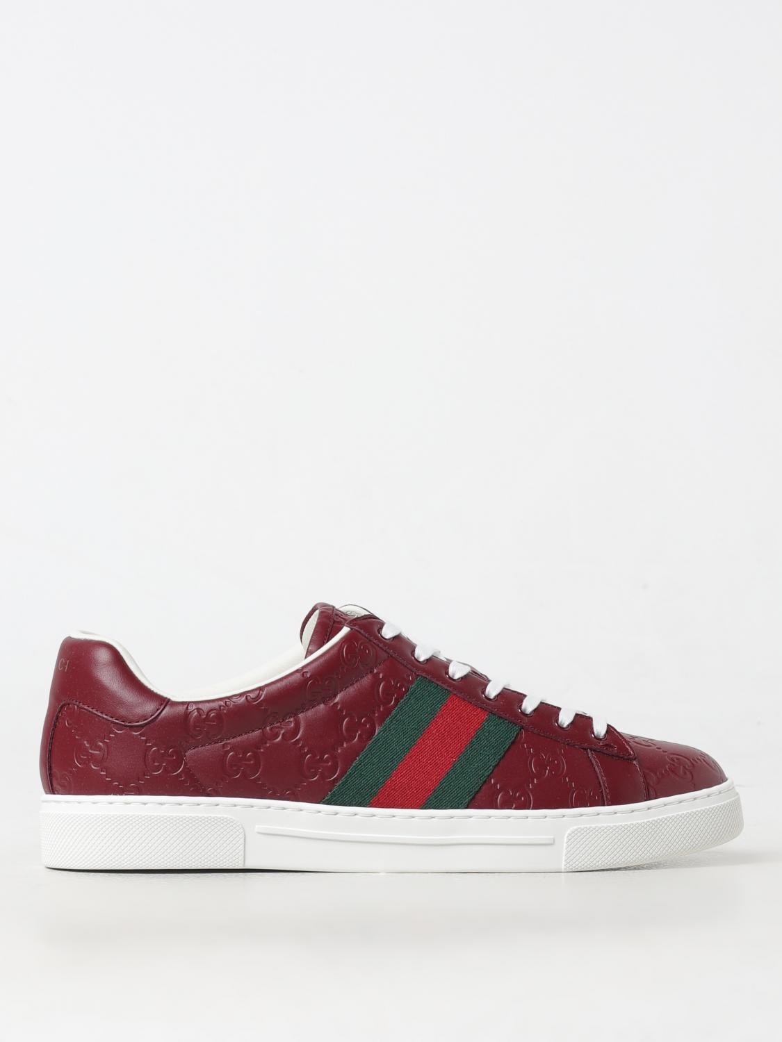 Giglio Sneakers Ace Gucci in pelle con monogram GG