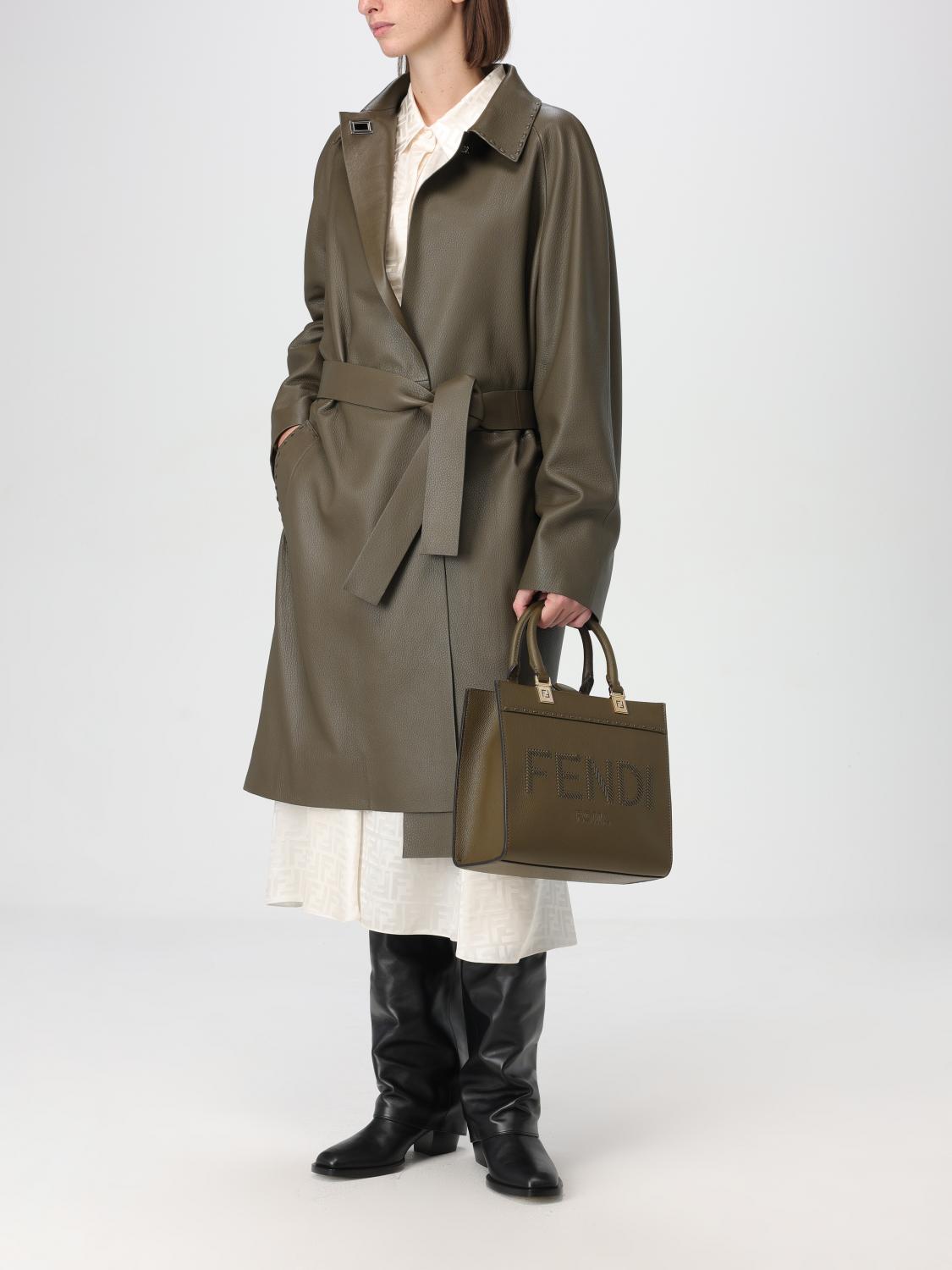 FENDI COAT: Coat woman Fendi, Green - Img 2