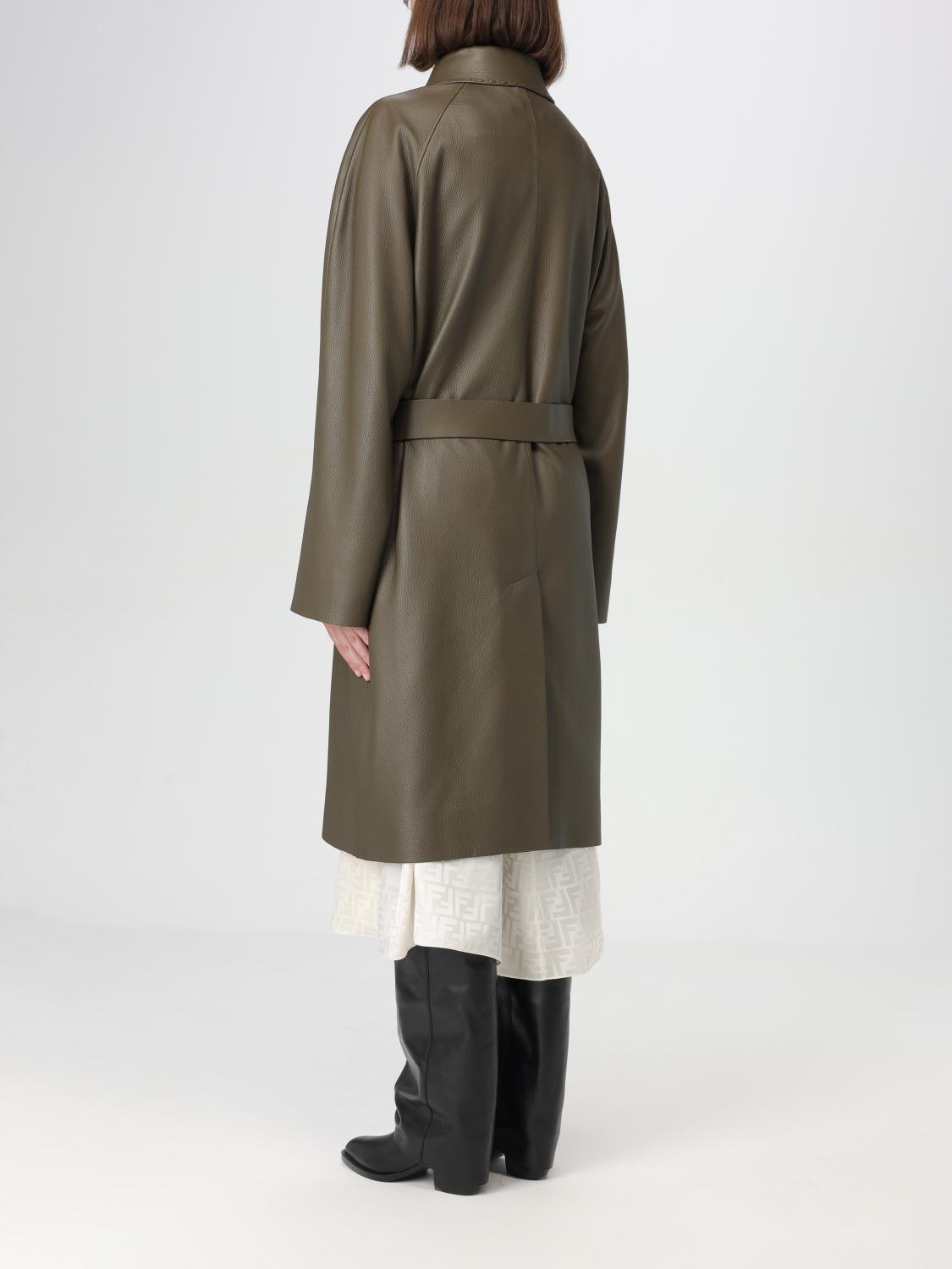 FENDI COAT: Coat woman Fendi, Green - Img 3