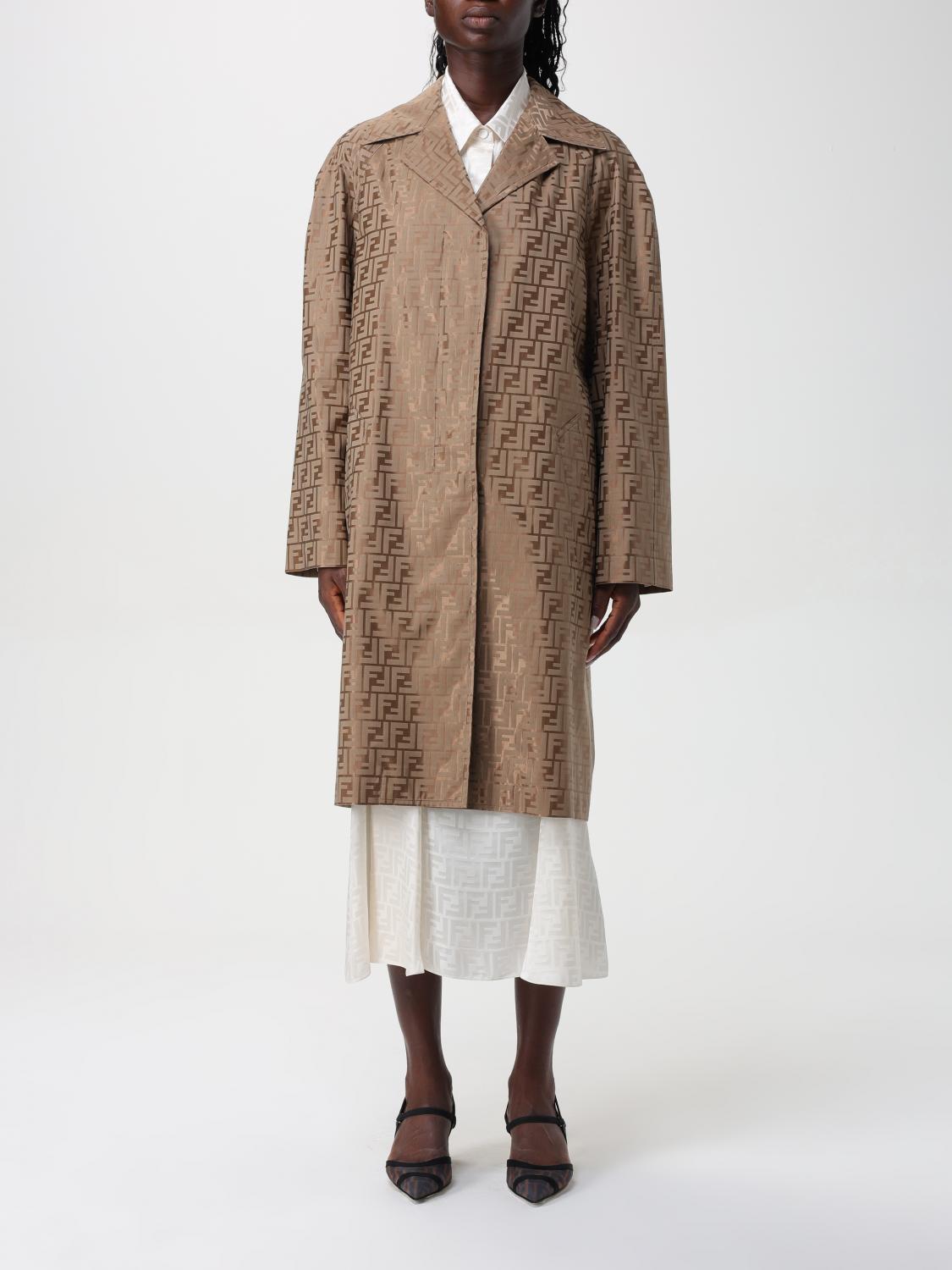 FENDI CAPPOTTO: Cappotto FF Fendi in misto cotone, Beige - Img 1