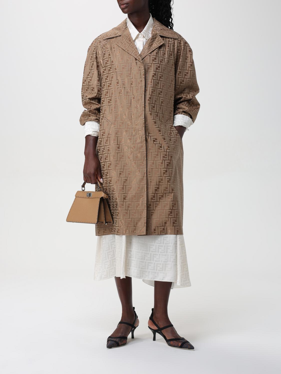 FENDI CAPPOTTO: Cappotto FF Fendi in misto cotone, Beige - Img 2