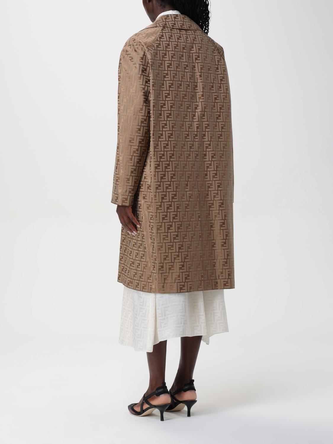 FENDI CAPPOTTO: Cappotto FF Fendi in misto cotone, Beige - Img 3