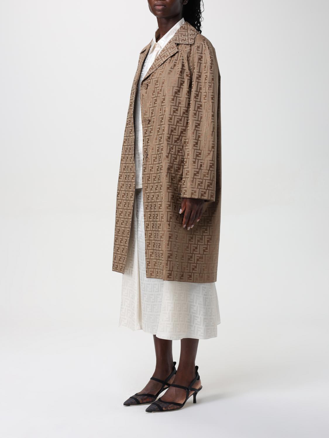 FENDI CAPPOTTO: Cappotto FF Fendi in misto cotone, Beige - Img 4