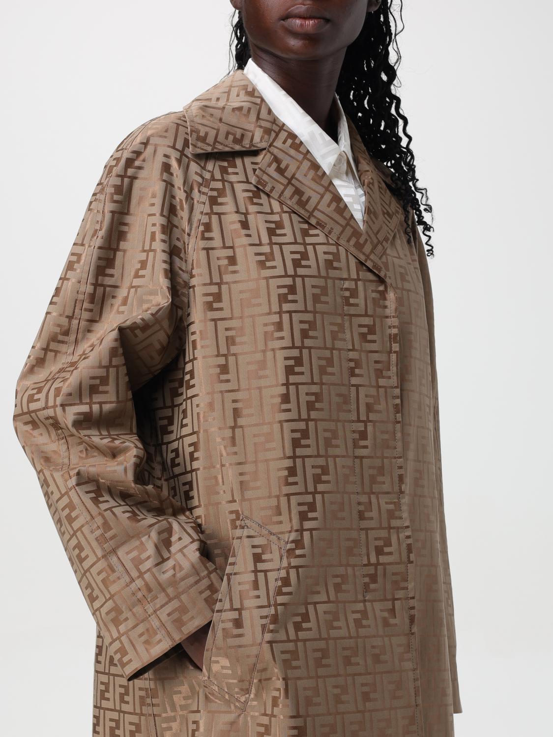 FENDI CAPPOTTO: Cappotto FF Fendi in misto cotone, Beige - Img 5