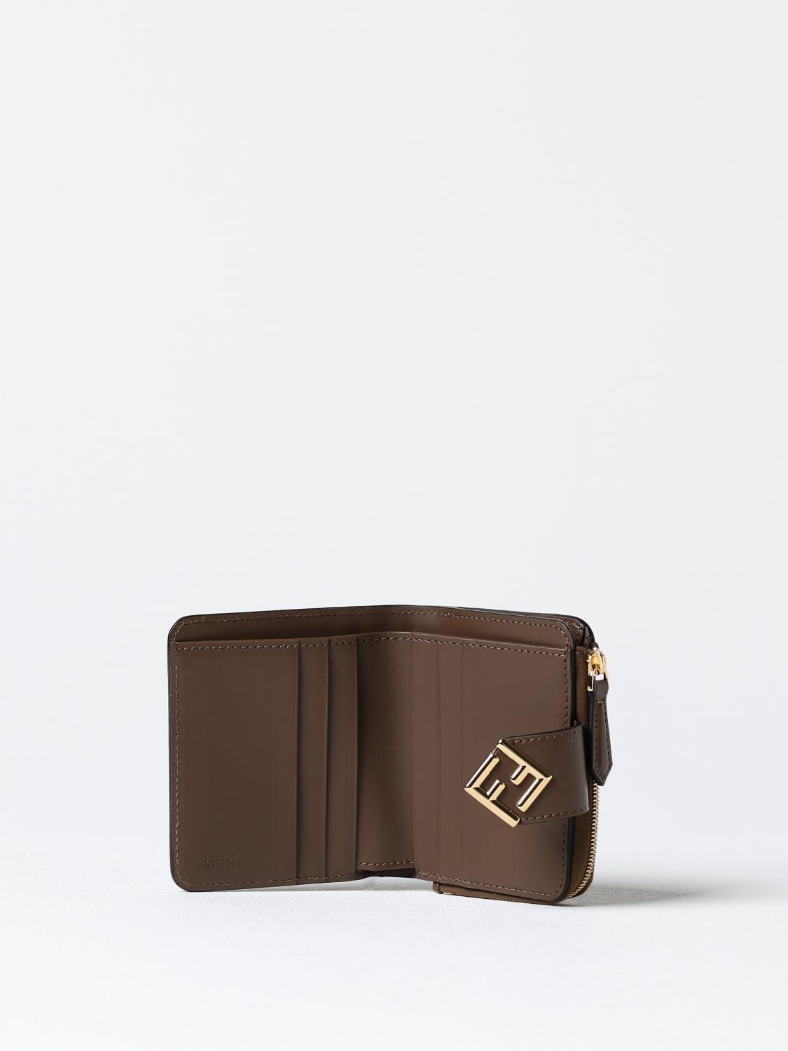 FENDI PORTAFOGLIO: Portafoglio FF Diamonds Fendi in pelle con monogram FF embossed, Tabacco - Img 2