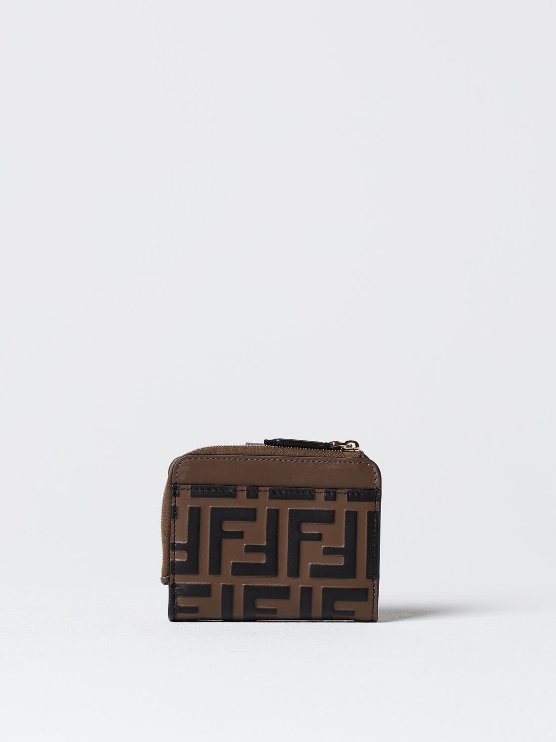 FENDI PORTAFOGLIO: Portafoglio FF Diamonds Fendi in pelle con monogram FF embossed, Tabacco - Img 3