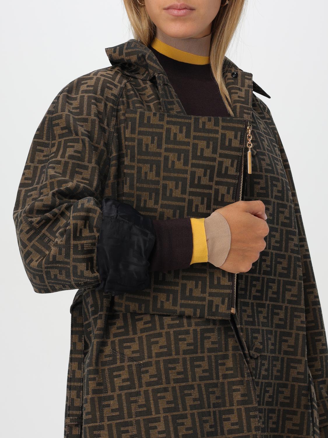 FENDI CLUTCH: Clutch Baguette Fendi in tessuto FF jacquard , Tabacco - Img 2