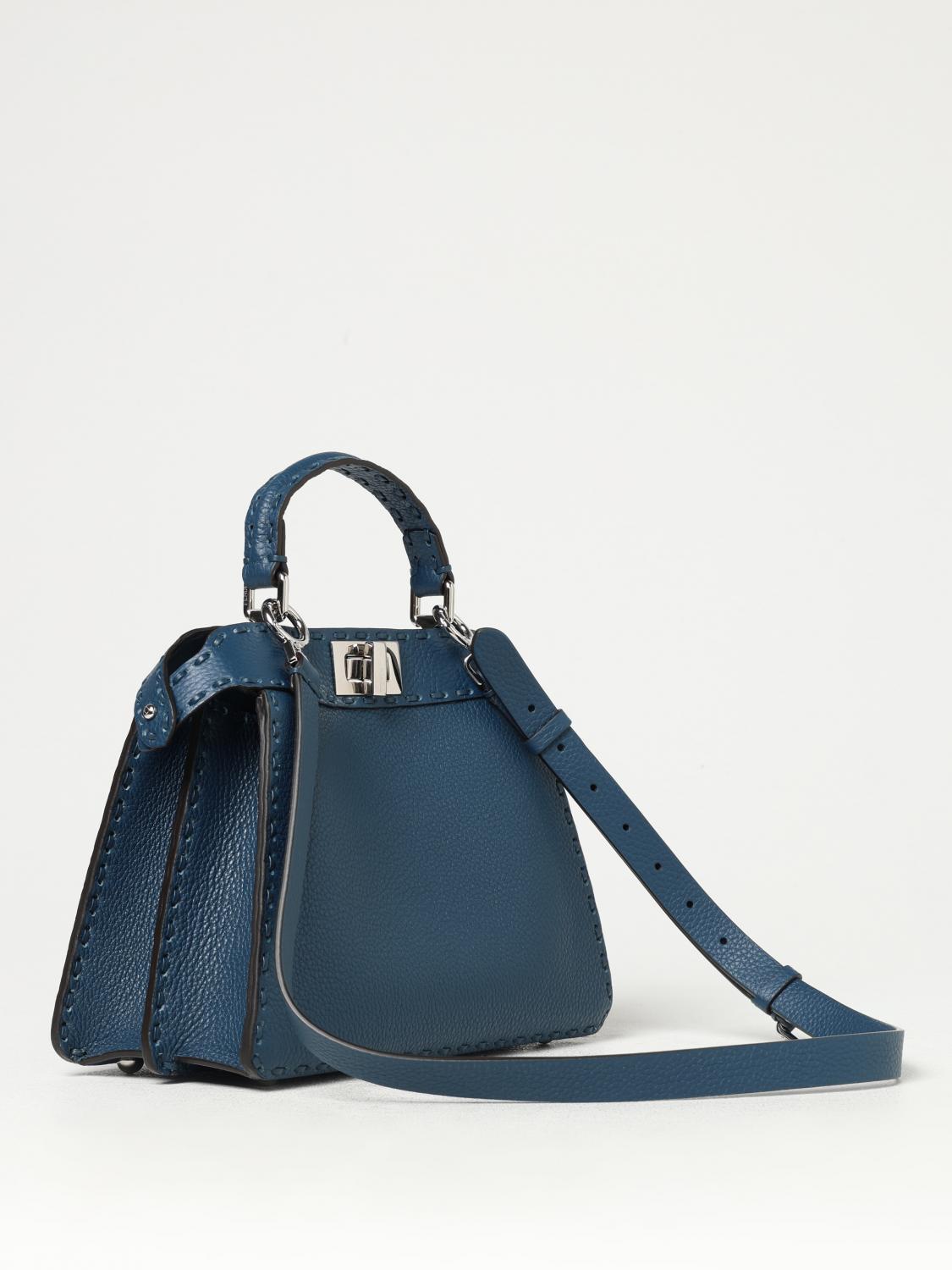 FENDI BORSA A MANO: Borsa Peekaboo ISeeU Fendi in pelle a grana , Blue - Img 3