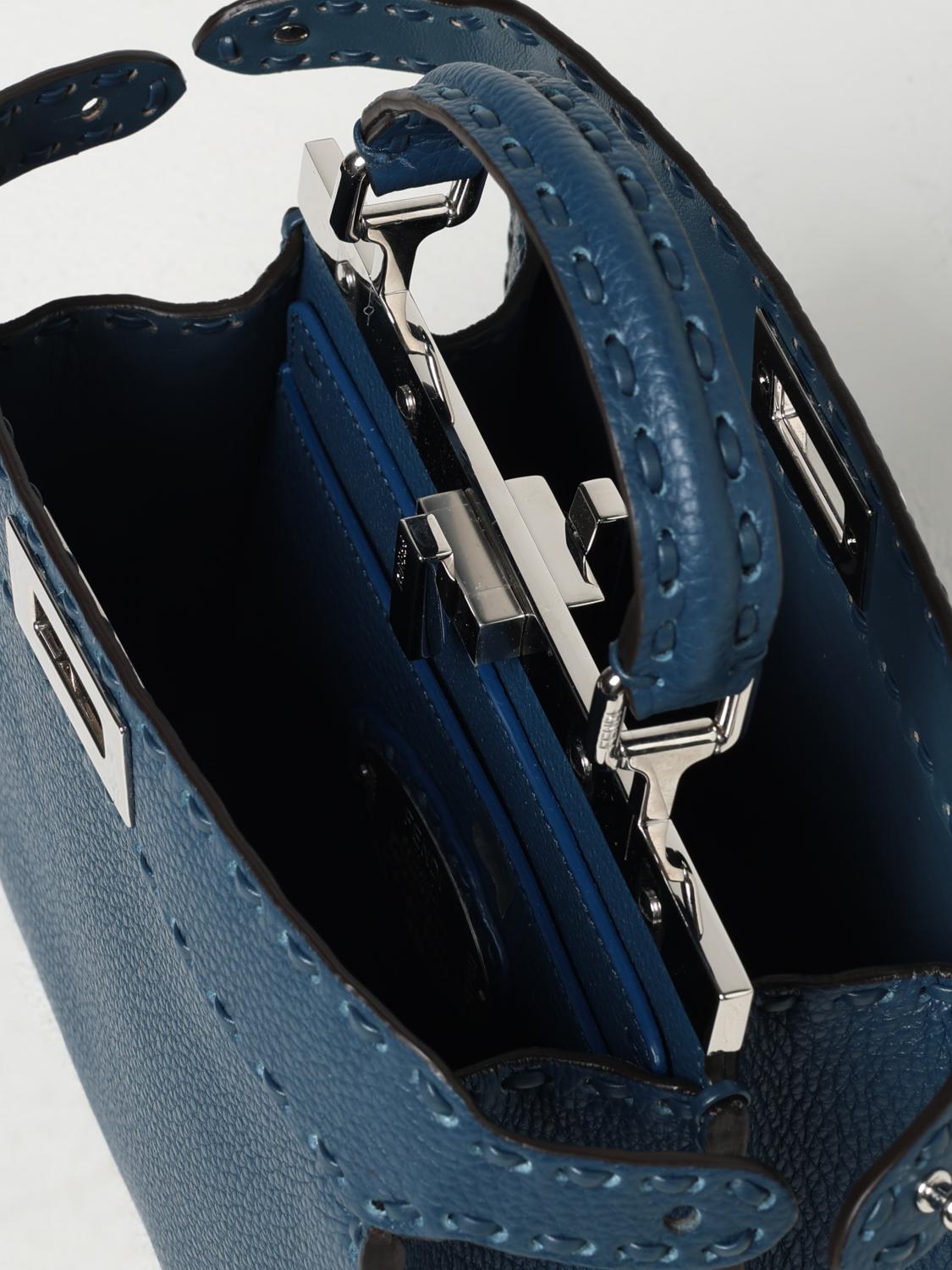 FENDI BORSA A MANO: Borsa Peekaboo ISeeU Fendi in pelle a grana , Blue - Img 5