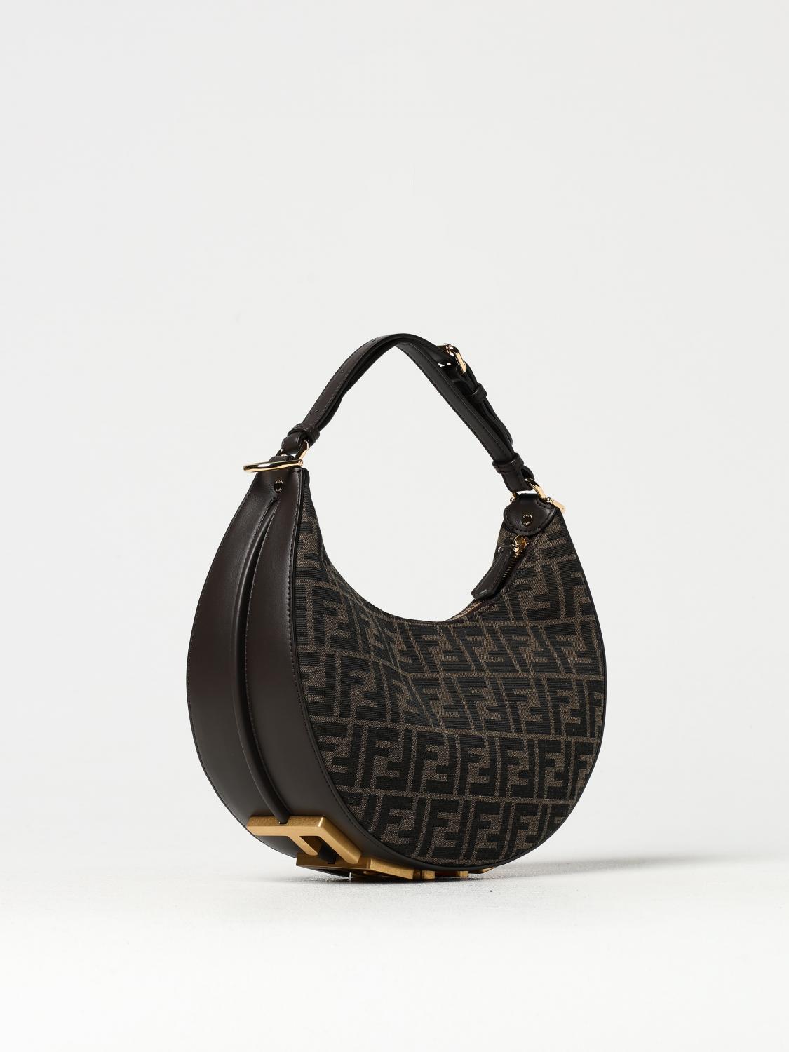 FENDI BORSA A SPALLA: Borsa Fendigraphy Fendi in tessuto jacquard e pelle , Tabacco - Img 3