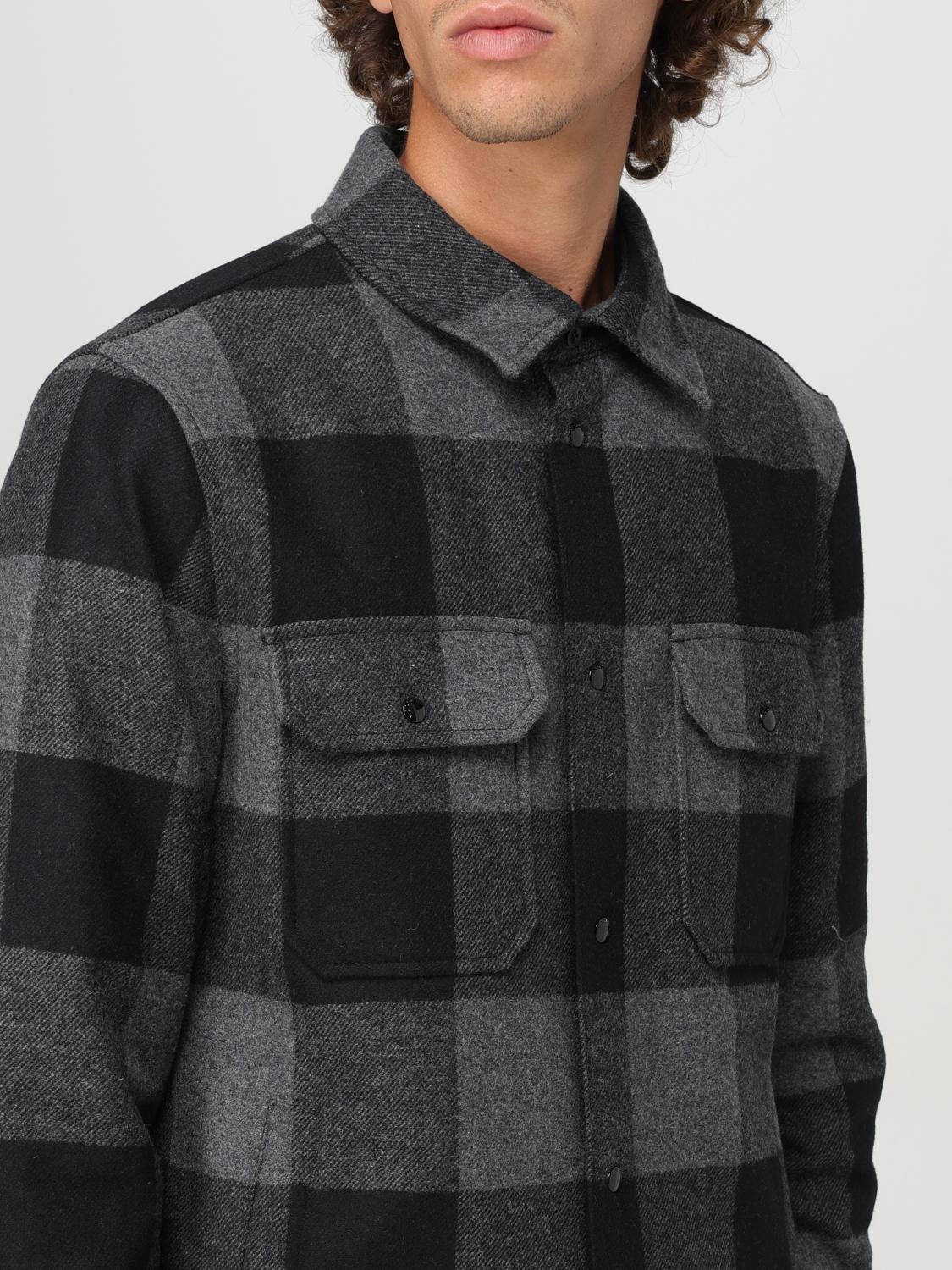 WOOLRICH CAMICIA: Camicia Woolrich in misto lana con stampa tartan, Grigio - Img 3